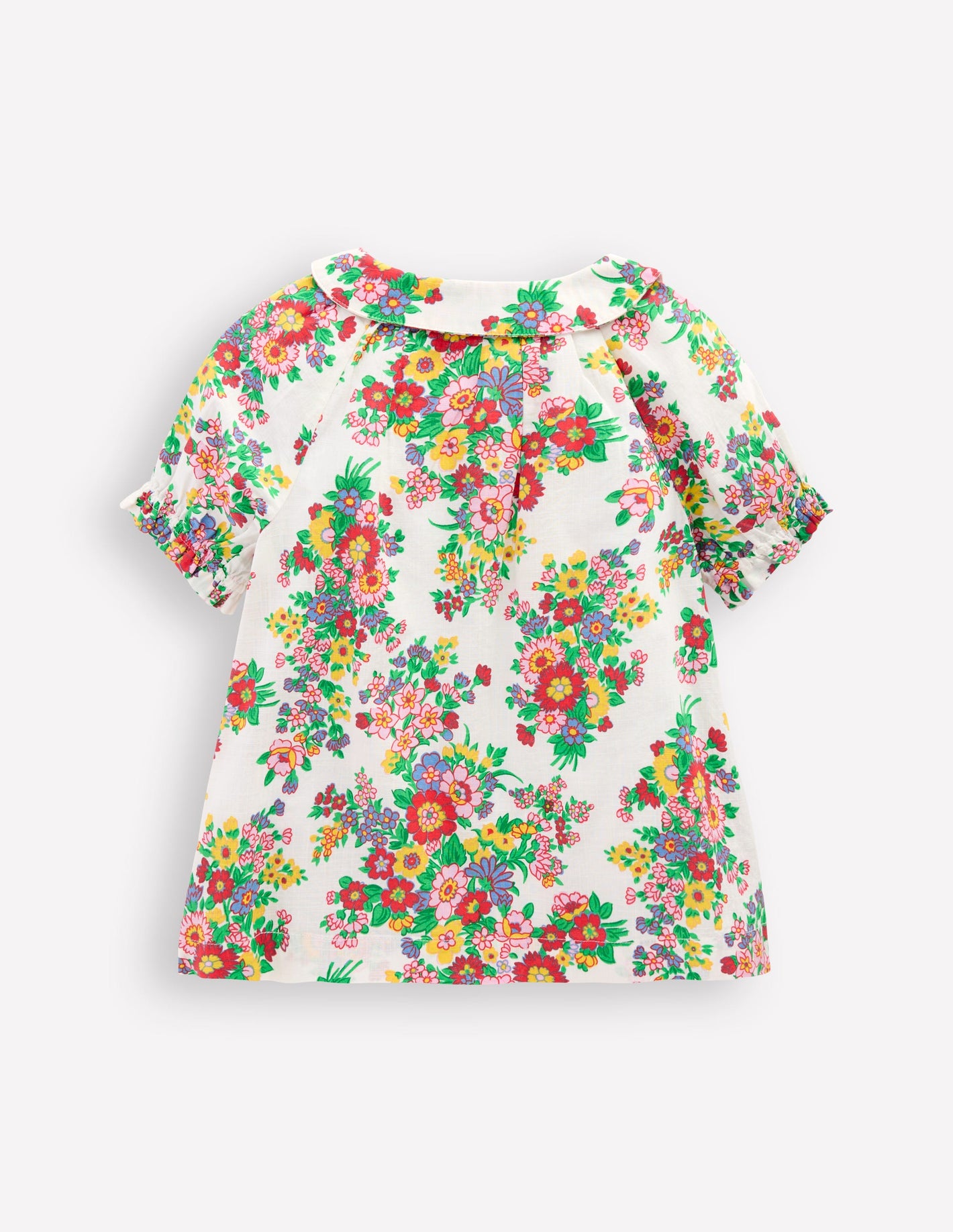 Woven Collared Top-Multi Flower Bunch