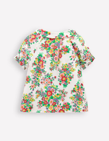 Woven Collared Top-Multi Flower Bunch-2