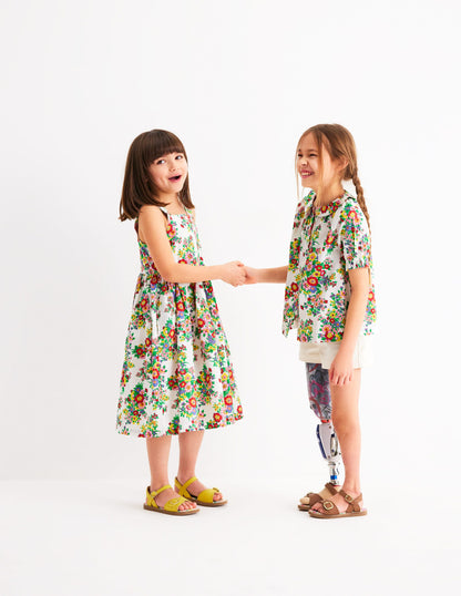 Woven Collared Top-Multi Flower Bunch-4