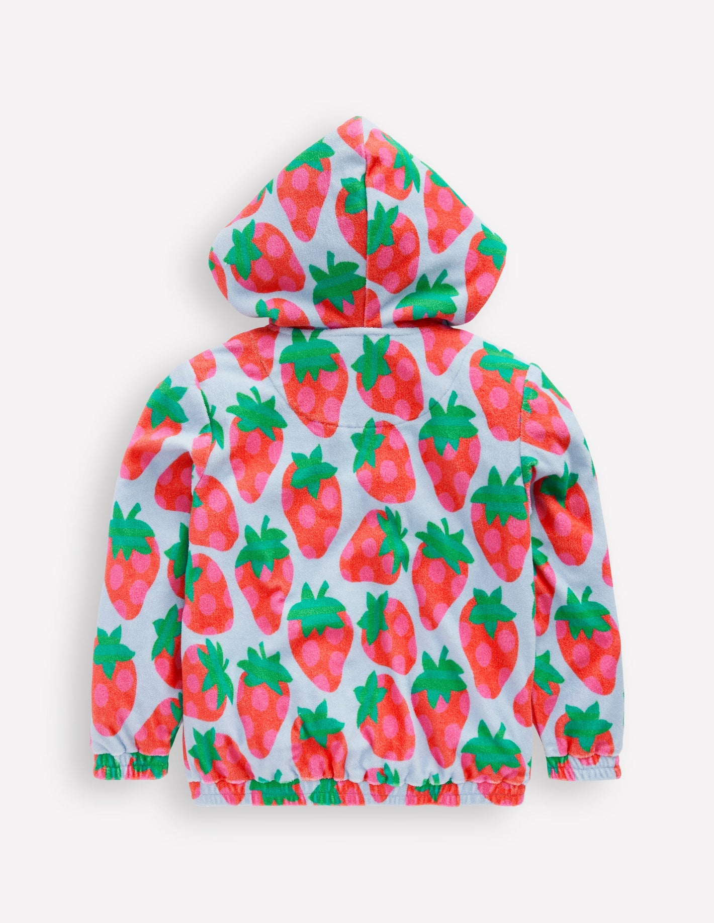 Zip-Through Towelling Hoodie-Misty Blue Strawberry