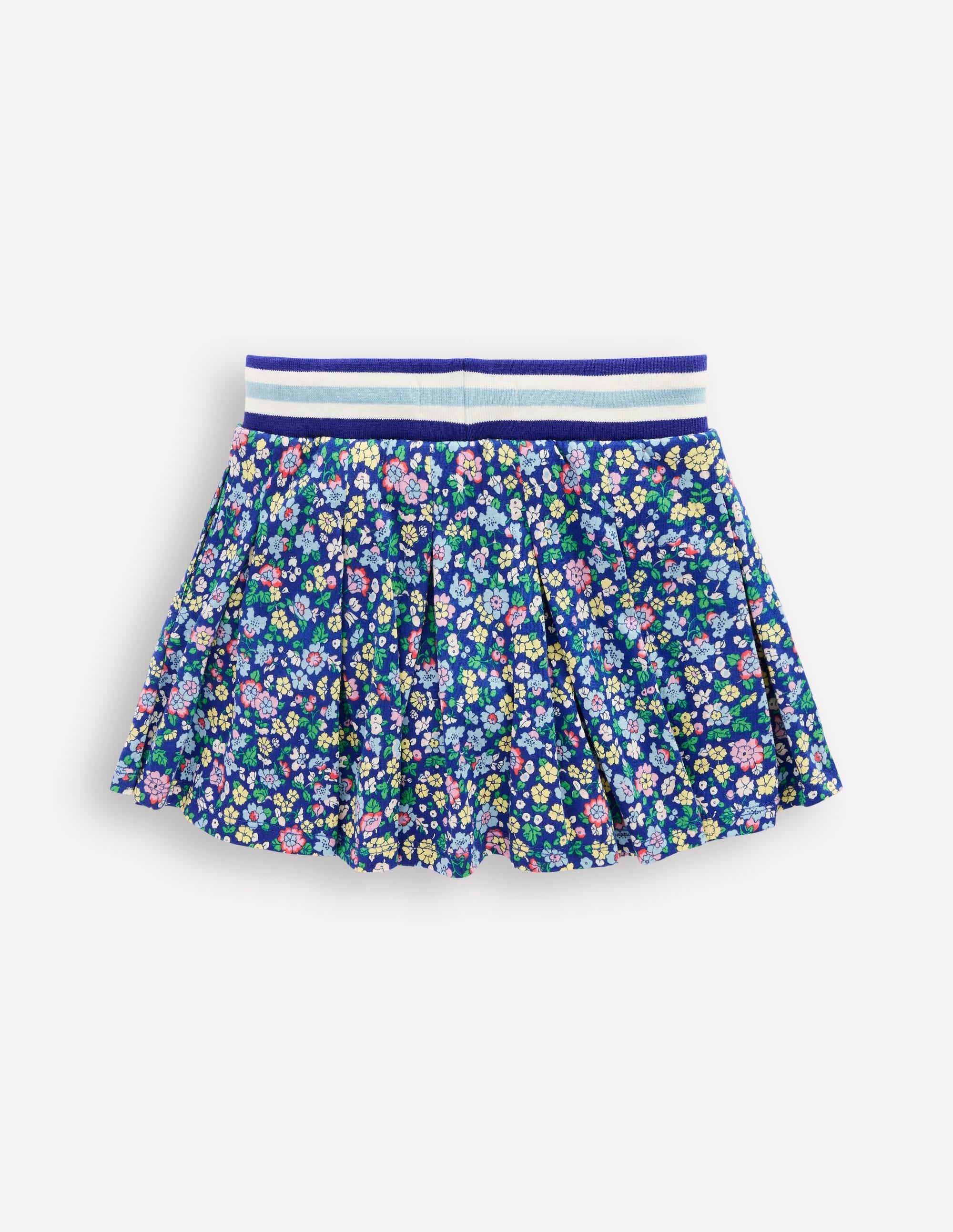 Pleated Jersey Skort-Sapphire Blue Nautical Floral - Image 2
