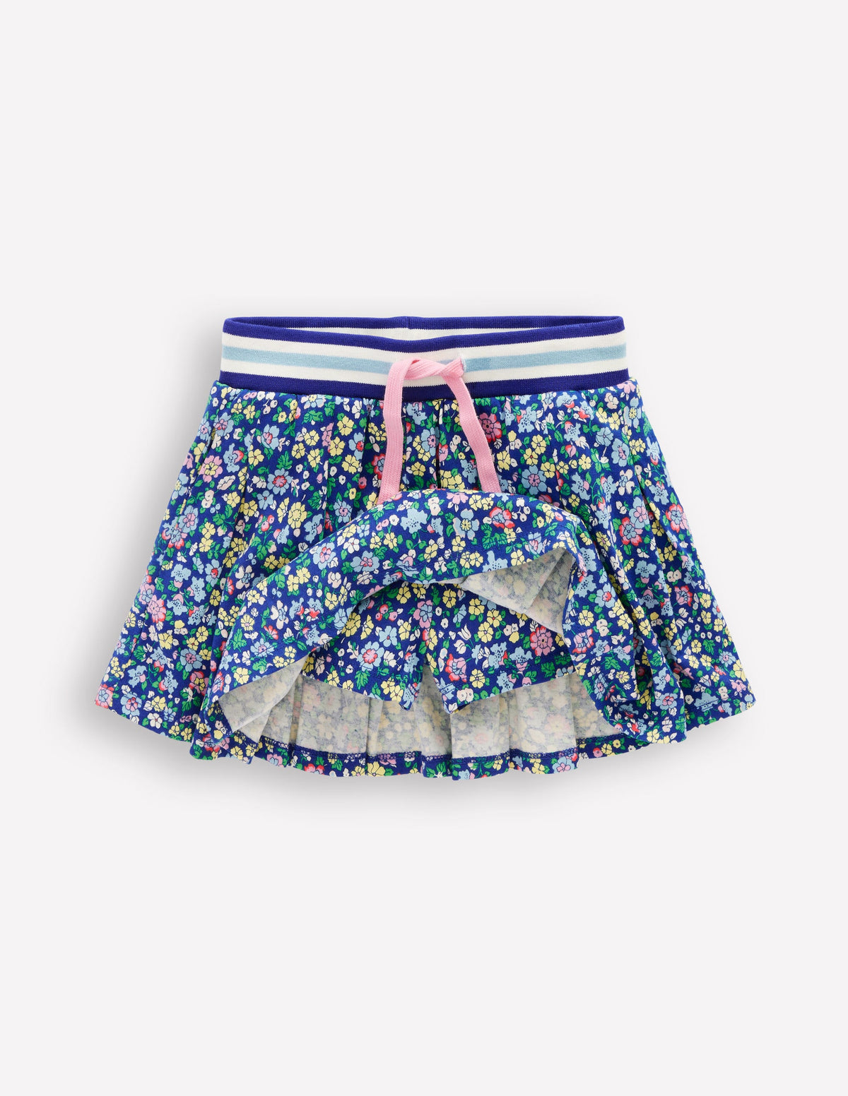 Pleated Jersey Skort-Sapphire Blue Nautical Floral - Image 4