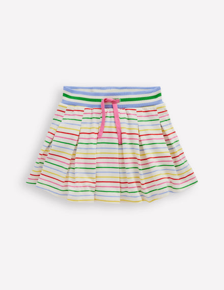 Pleated Jersey Skort-Multi Stripe