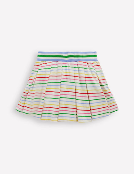 Pleated Jersey Skort-Multi Stripe