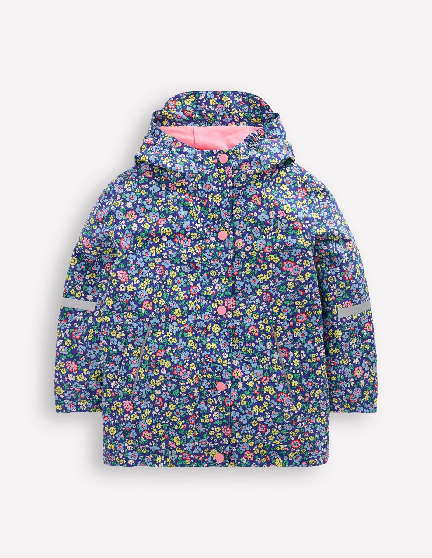 Waterproof Fisherman's Jacket-Sapphire Blue Nautical Floral