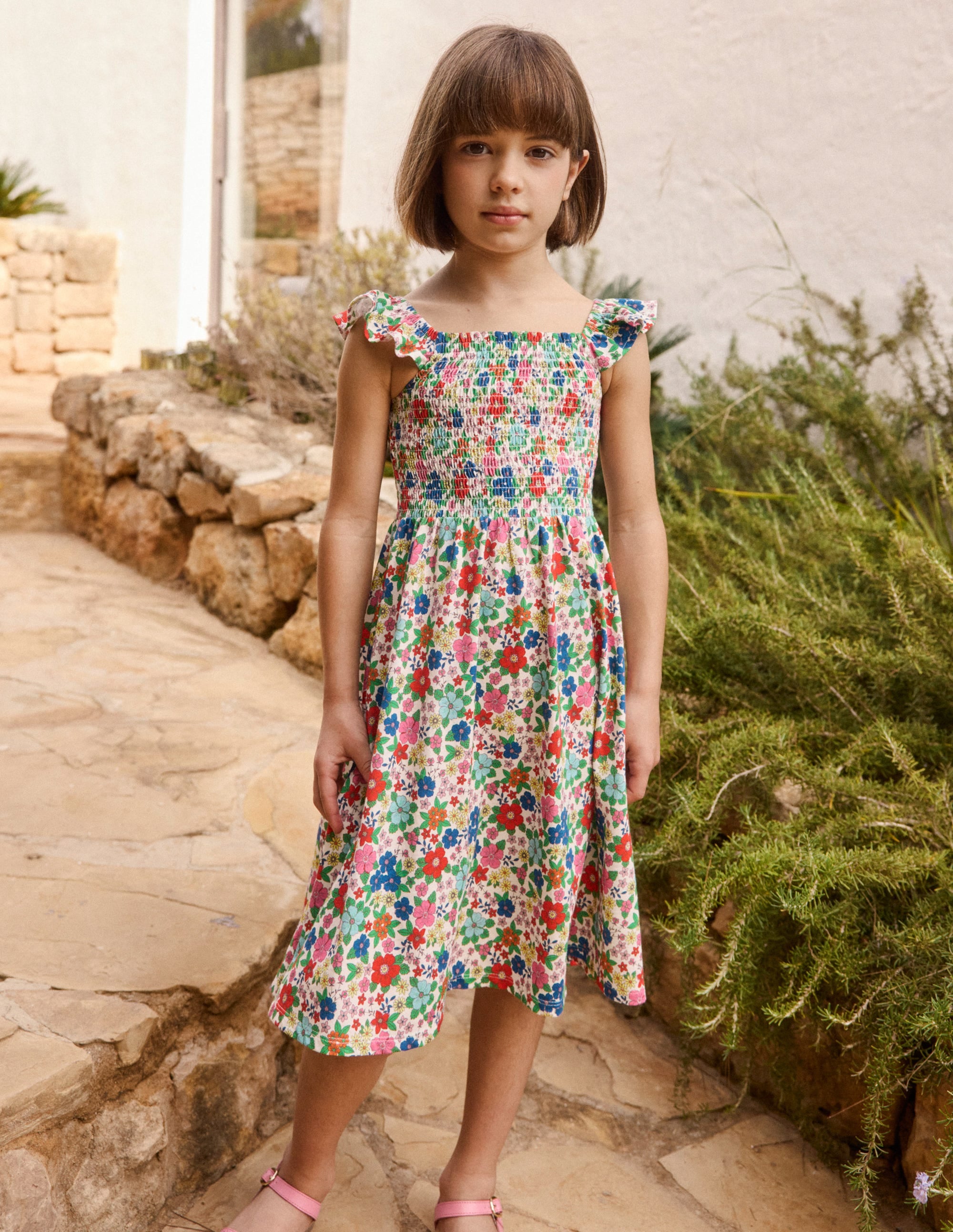 Willa Shirred Jersey Dress-Multi Holiday Flowerbed - Image 5