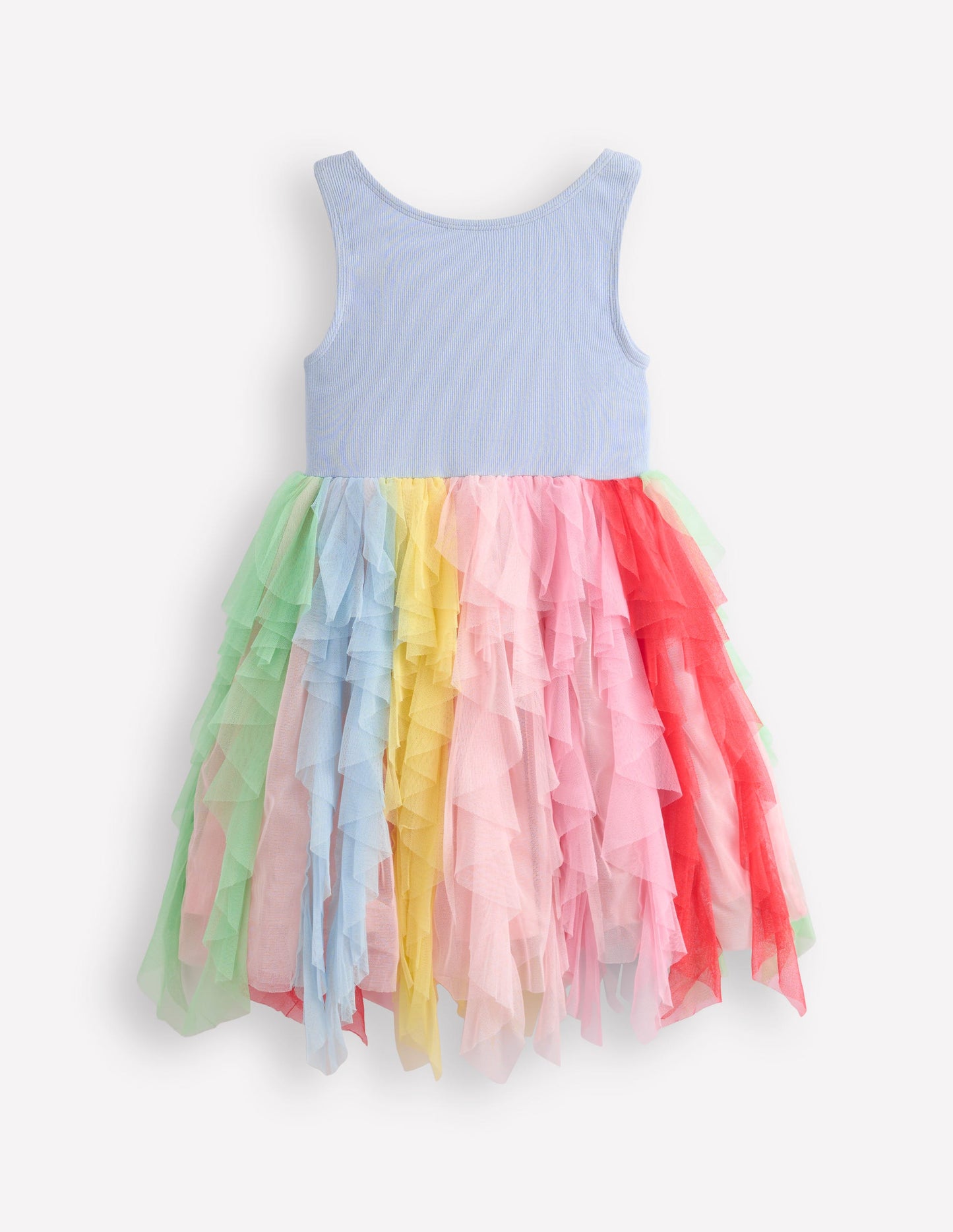 Jersey Tulle Mix Dress-Misty Blue Rainbow