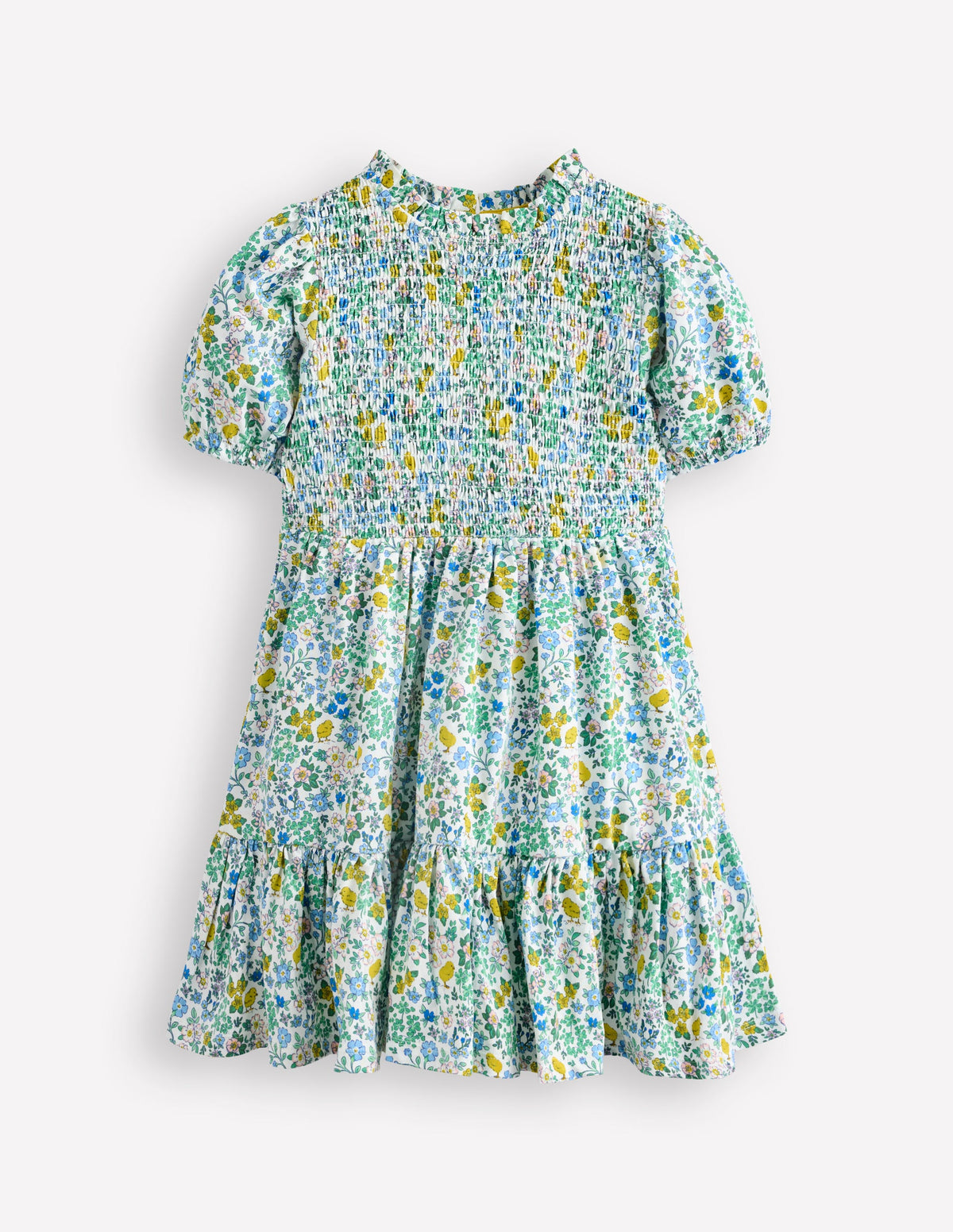 Aurora Shirred Twirly Dress-Vanilla White Chick Floral - Image 1