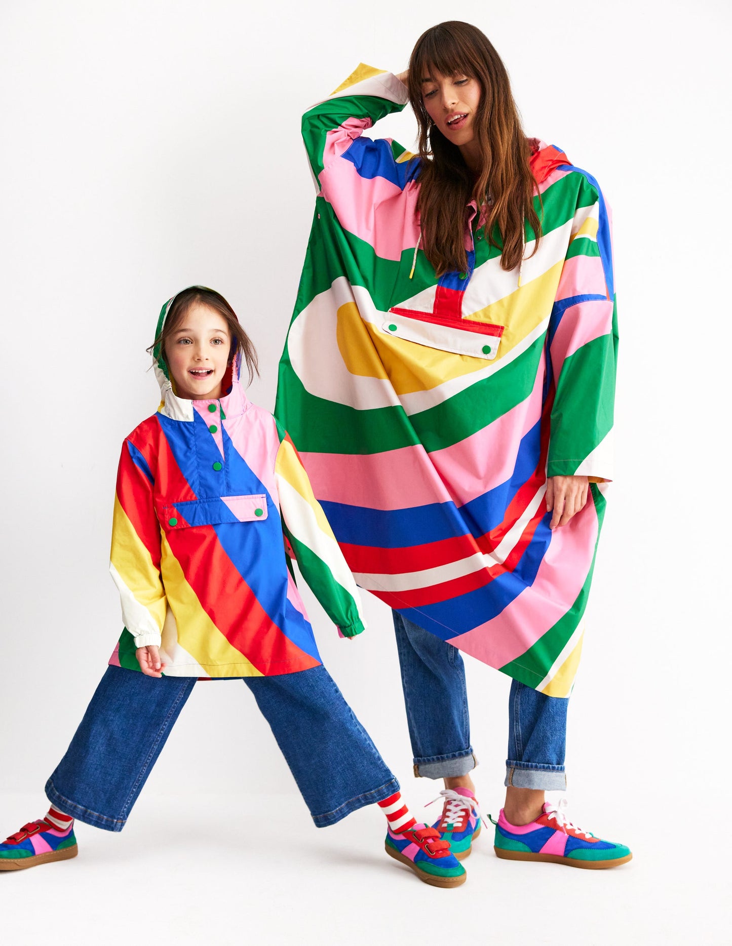 Waterproof Pack Away Jacket-Multi Rainbow Swirl