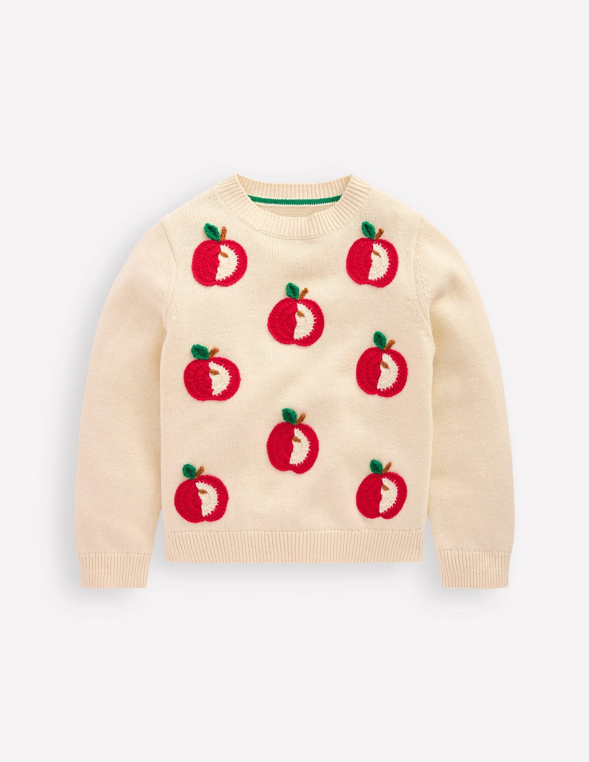 Karina Fun Crochet Sweater-Ivory Apples - Image 1