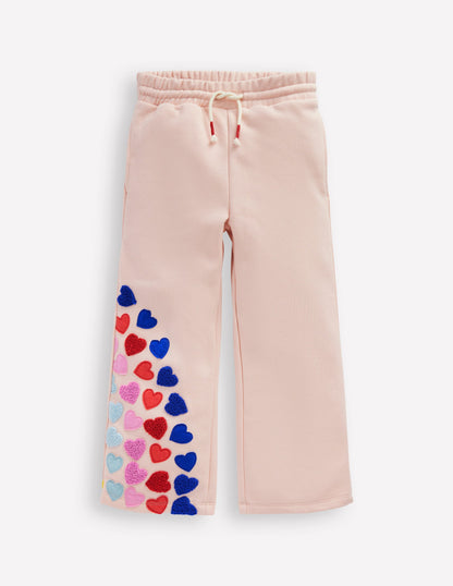 Wide Leg Applique Jogger-Chalk Pink Hearts