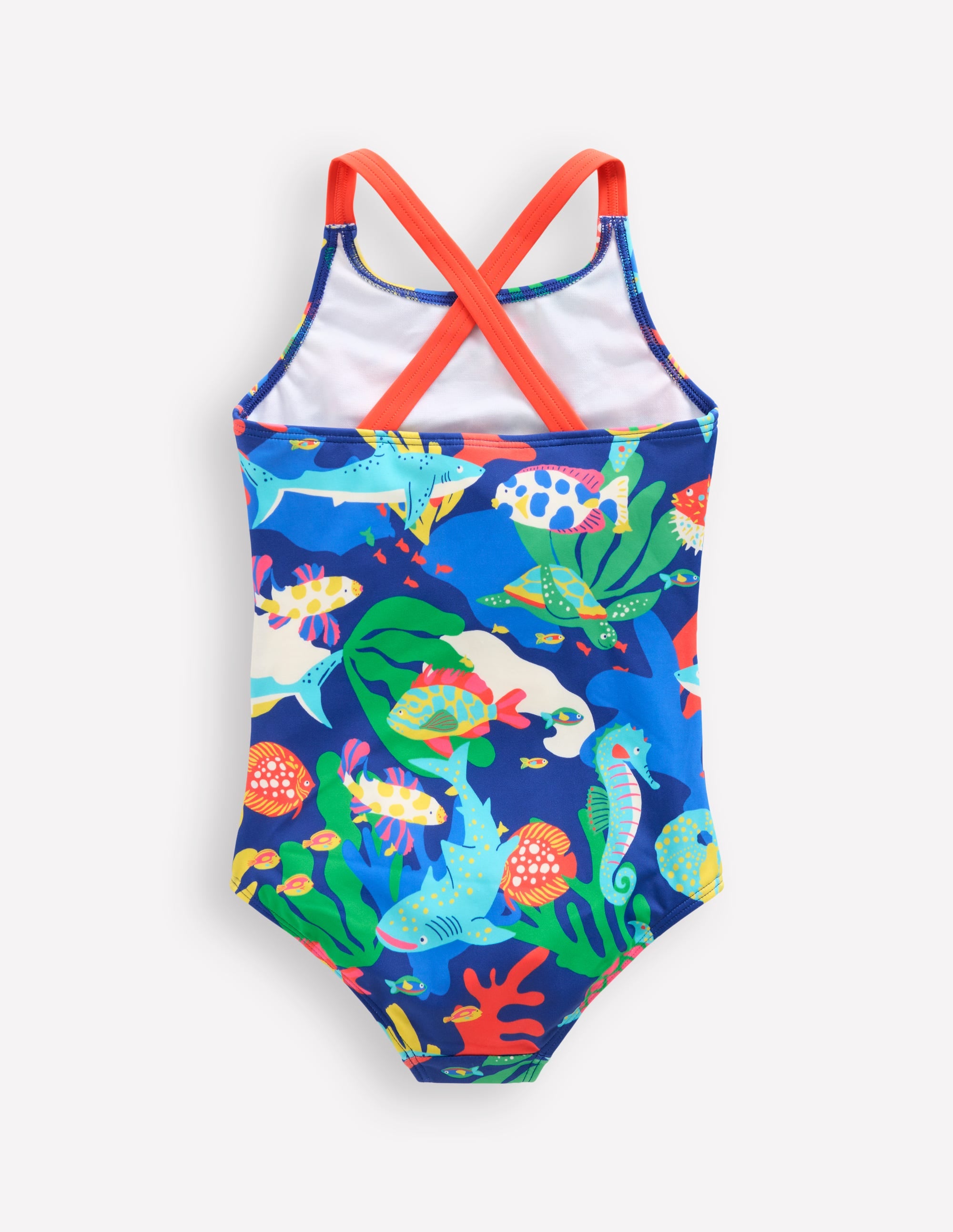Cross-back Printed Swimsuit-Blue Reef - Image 2