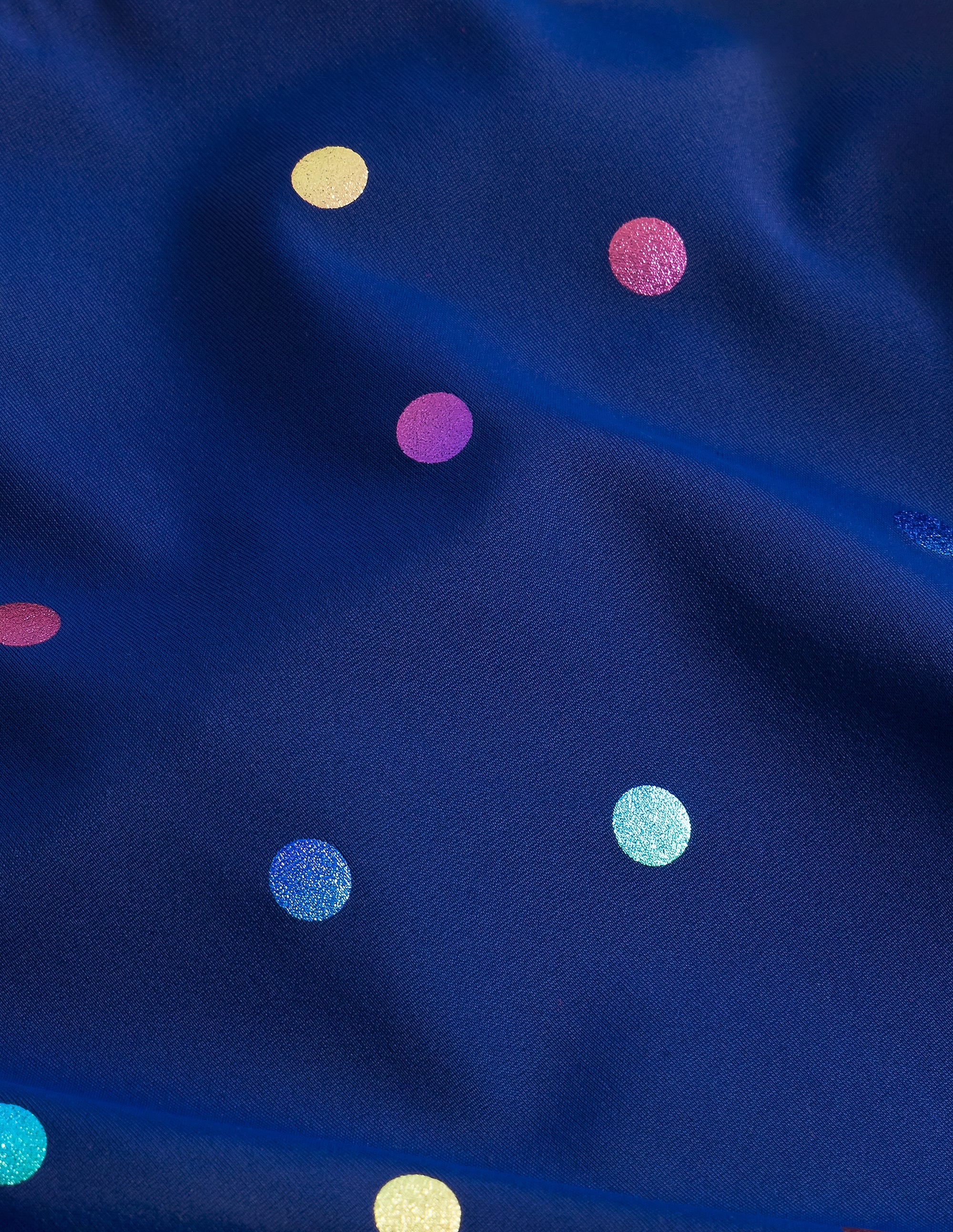 Cross-back Printed Swimsuit-Navy, Rainbow Foil Confetti - Image 3