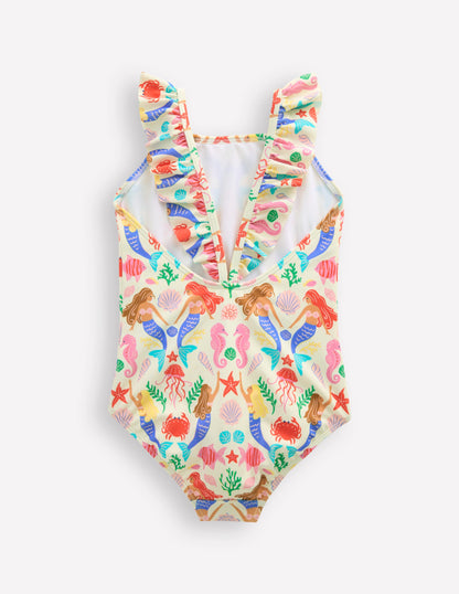 Hallie Frill Strap Swimsuit-Ivory Mermaid