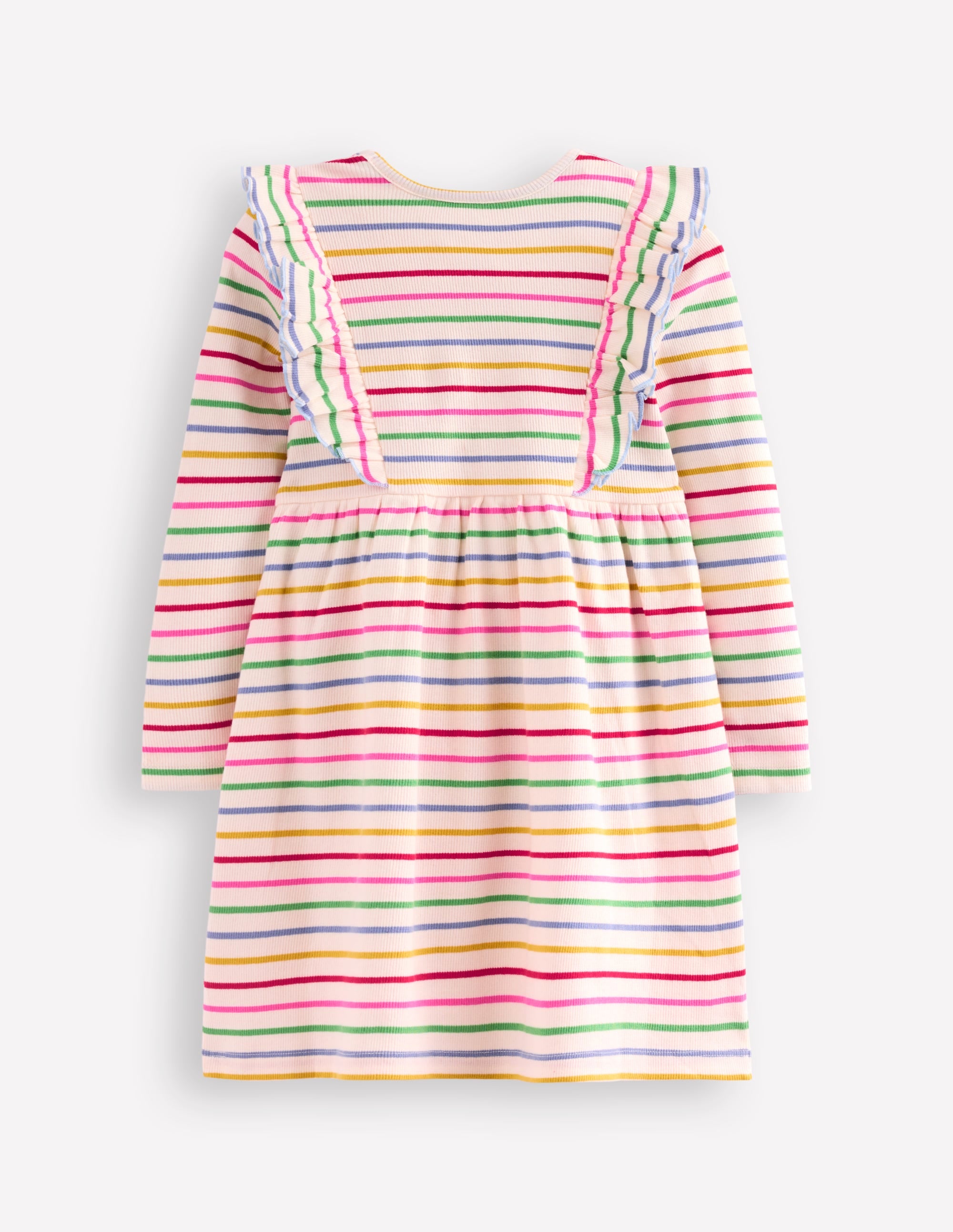 Doris Ruffle Rib Jersey Dress-Multi Rainbow Stripe - Image 2