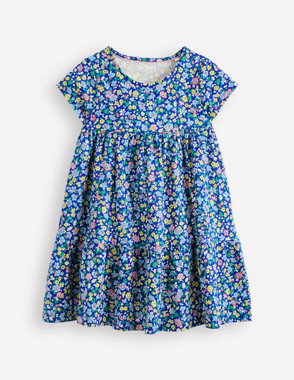 Ariel Twirly Jersey Dress-Sapphire Blue Nautical Floral