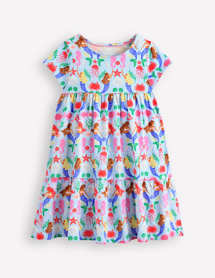 Ariel Twirly Jersey Dress-Pale Blue Mermaids