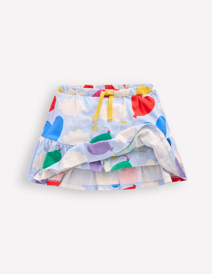 Tiered Jersey Skort-Misty Blue Balloon Sky