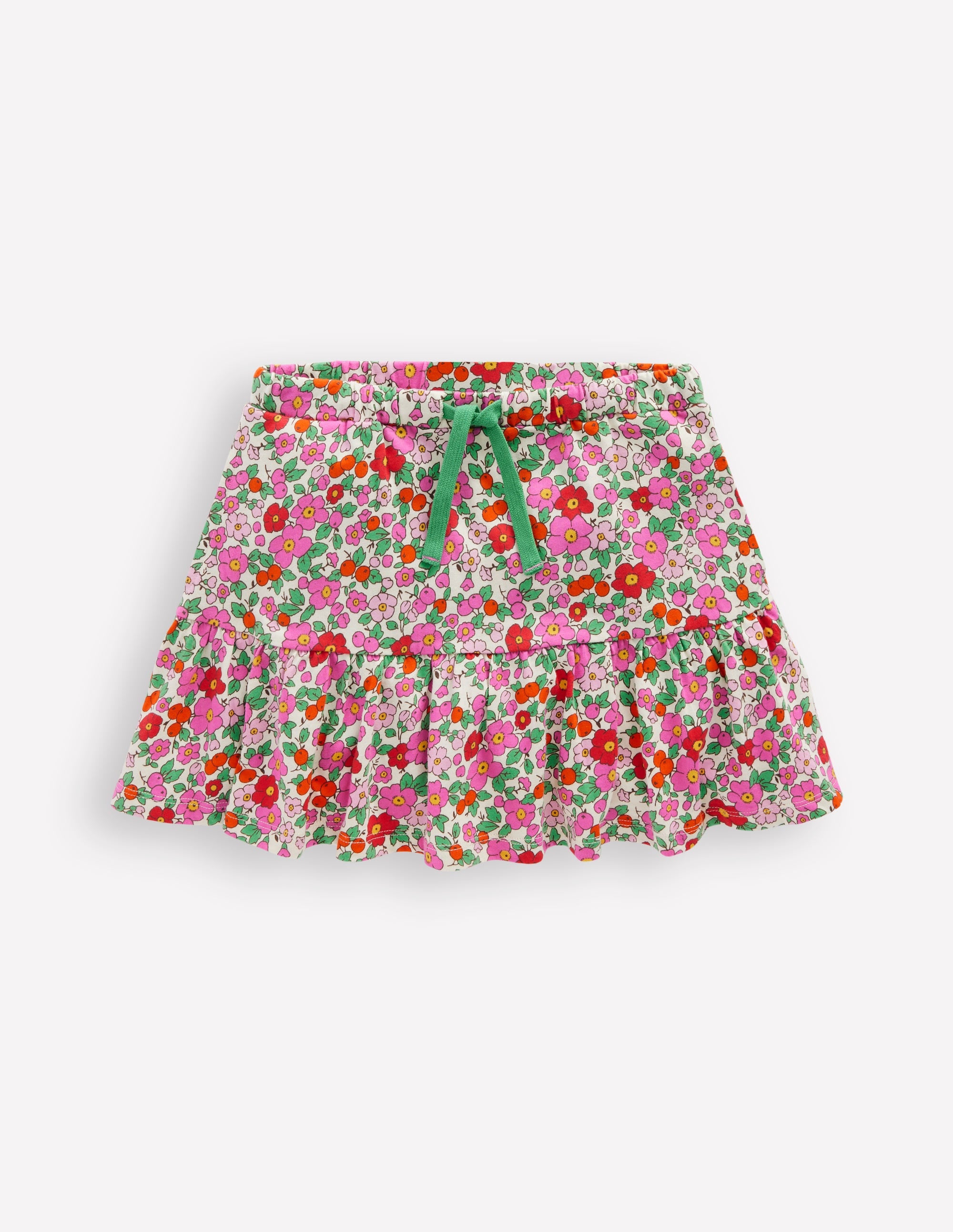 Tiered Jersey Skort-Pink Apple Blossom Floral - Image 1