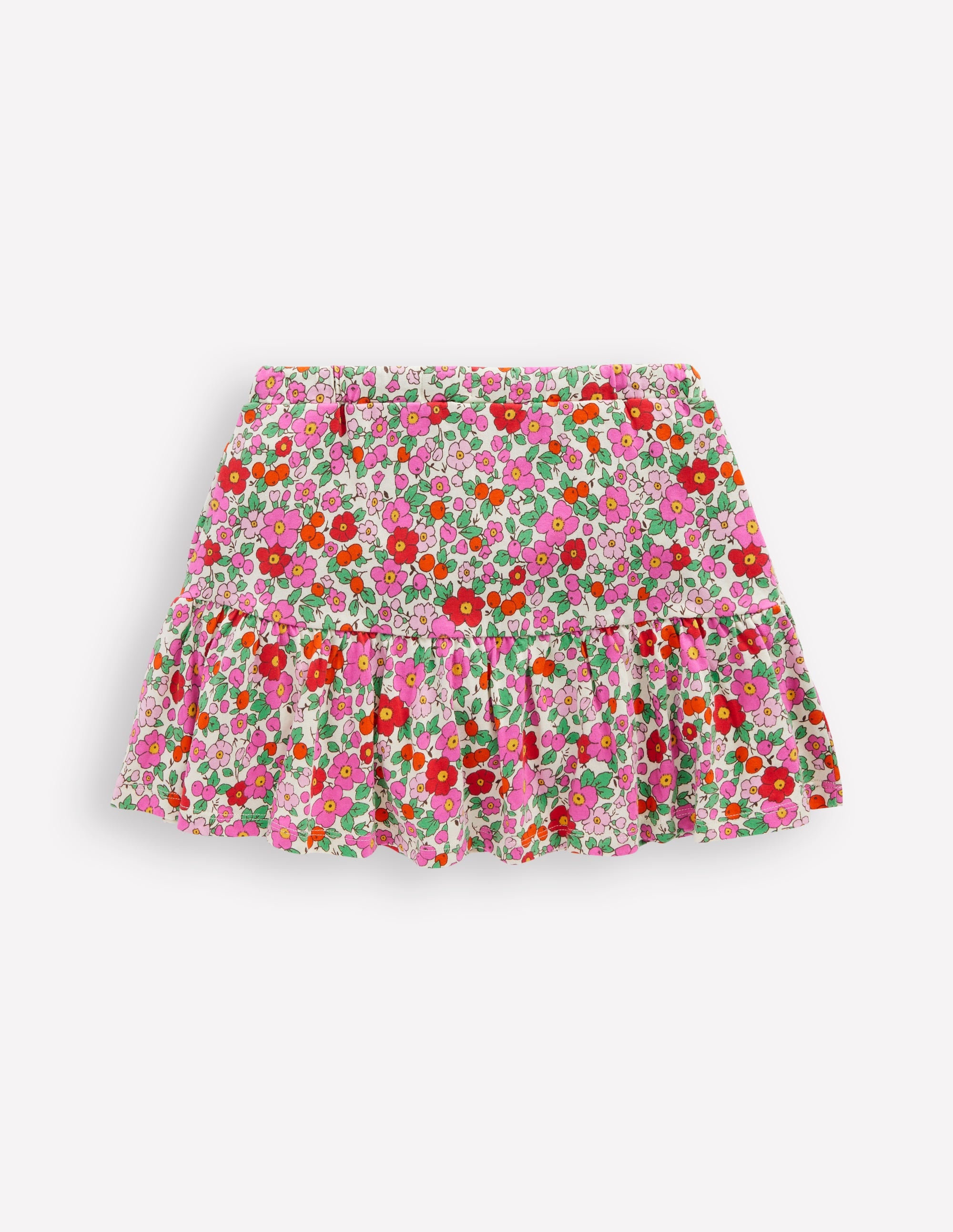Tiered Jersey Skort-Pink Apple Blossom Floral - Image 2