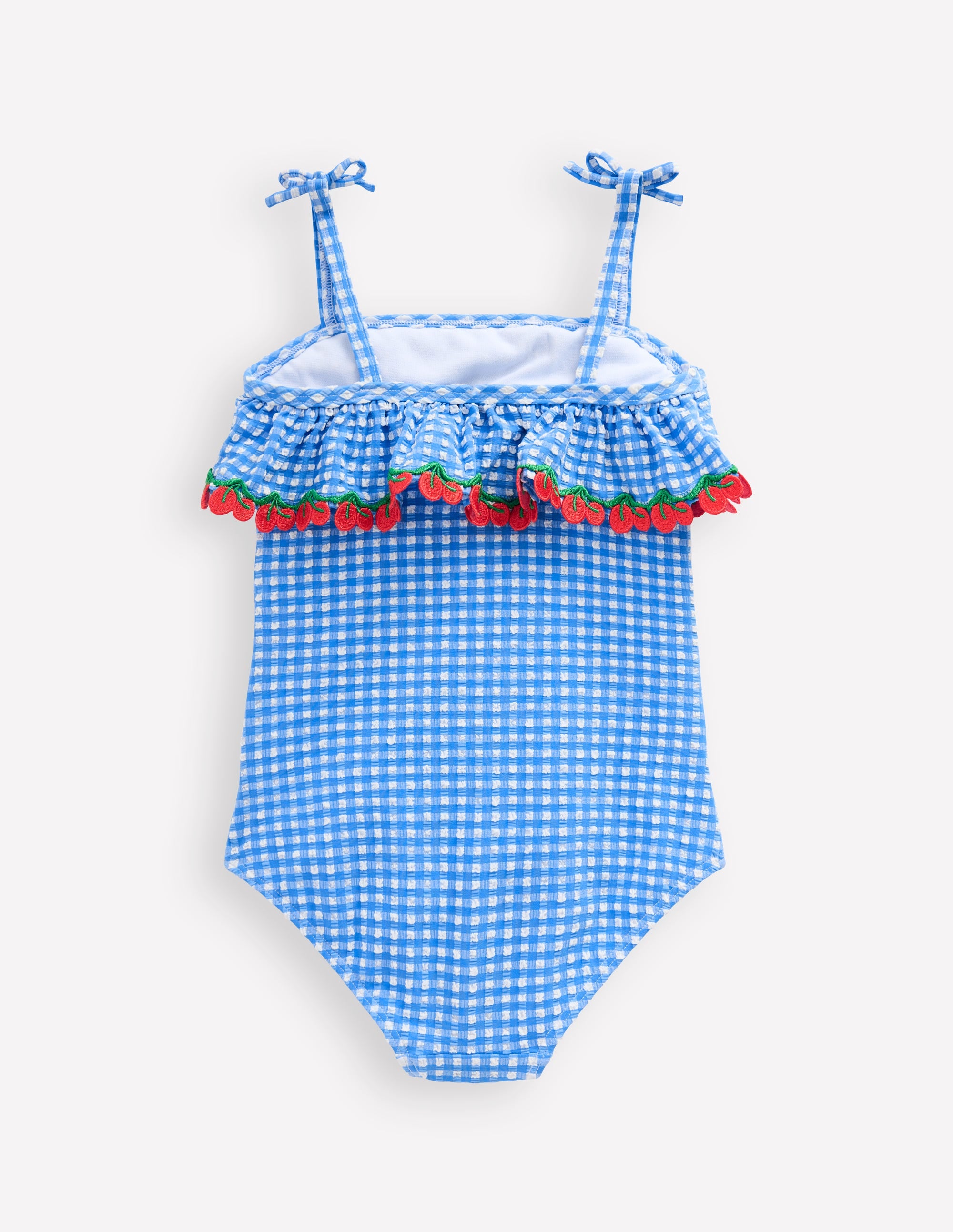 Tallulah Frill Swimsuit-Blue Gingham Cherries - Image 2