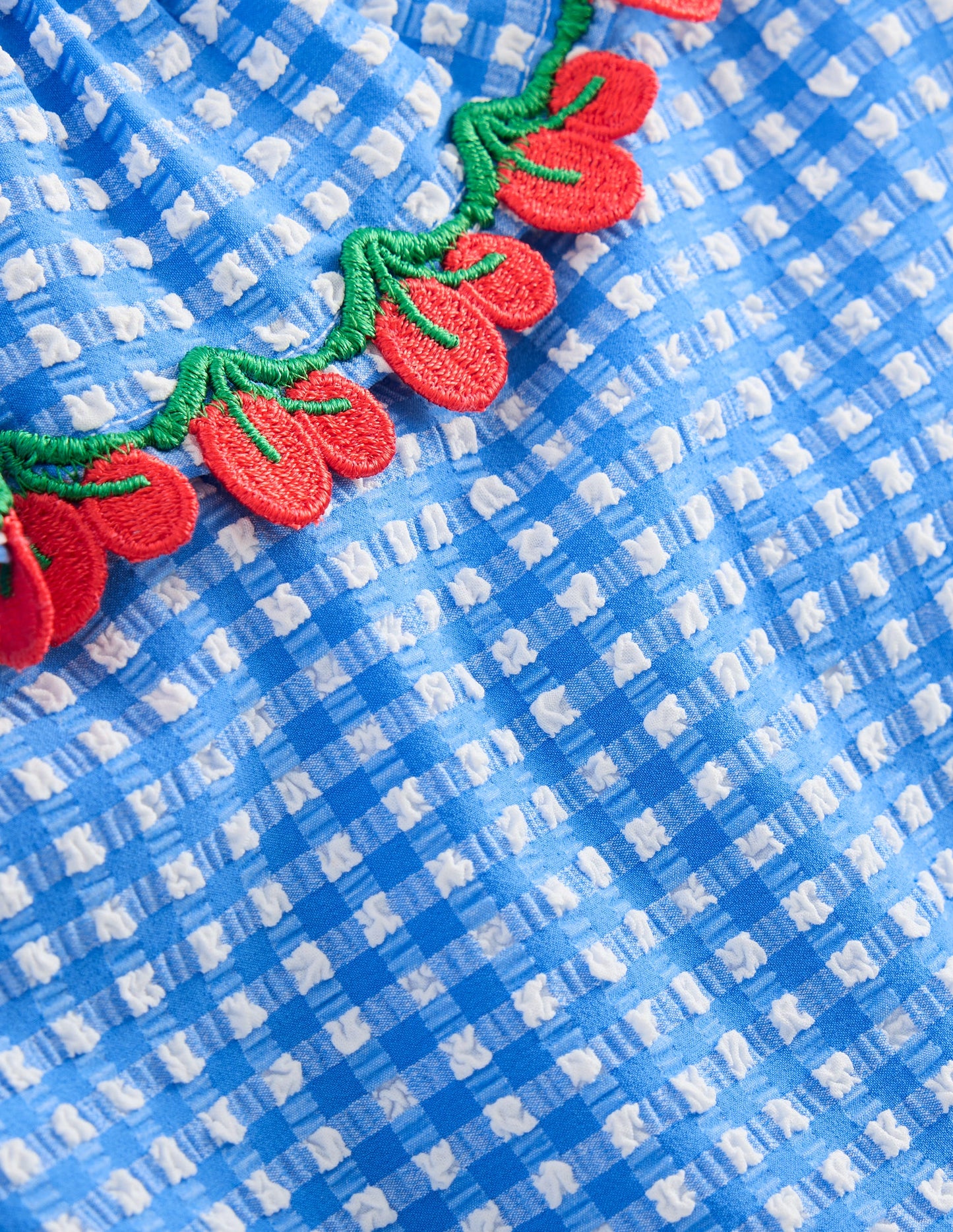 Tallulah Frill Swimsuit-Blue Gingham Cherries