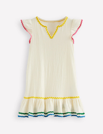 Emmy Woven Beach Dress-Ivory Ric Rac