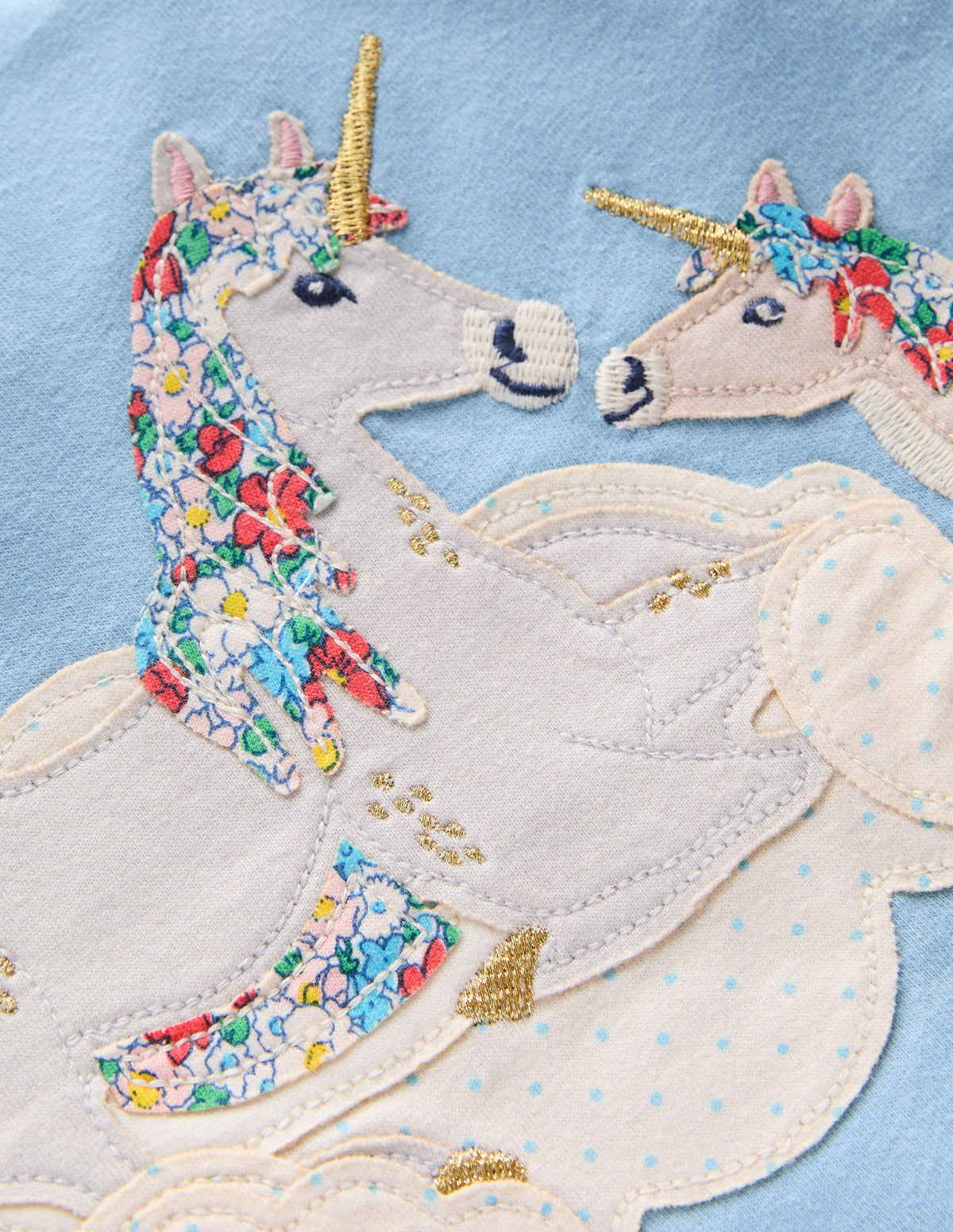 Puff Sleeve Applique Top-Glacier Blue Unicorns - Image 3