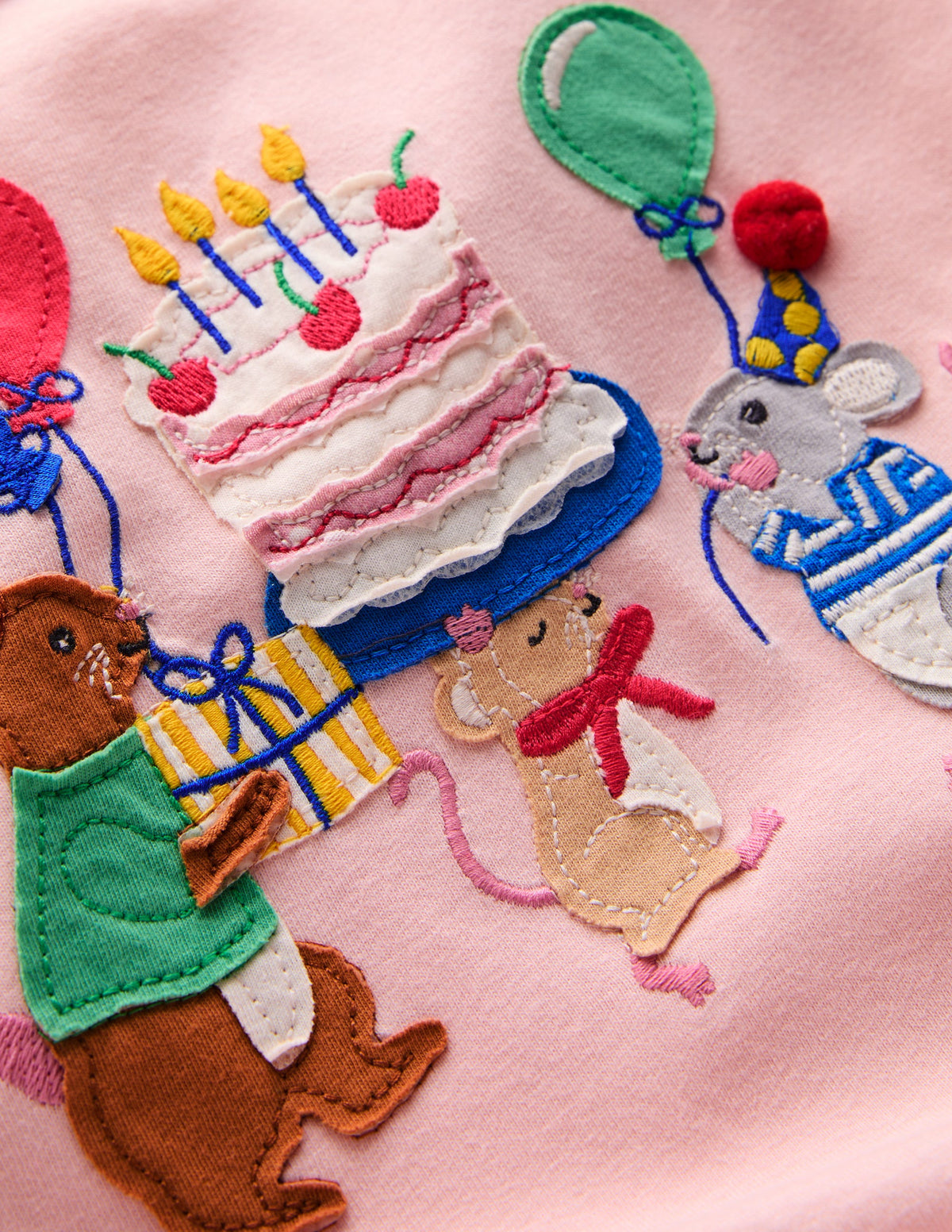Puff Sleeve Applique Top-Chalk Pink Birthday Friends - Image 3