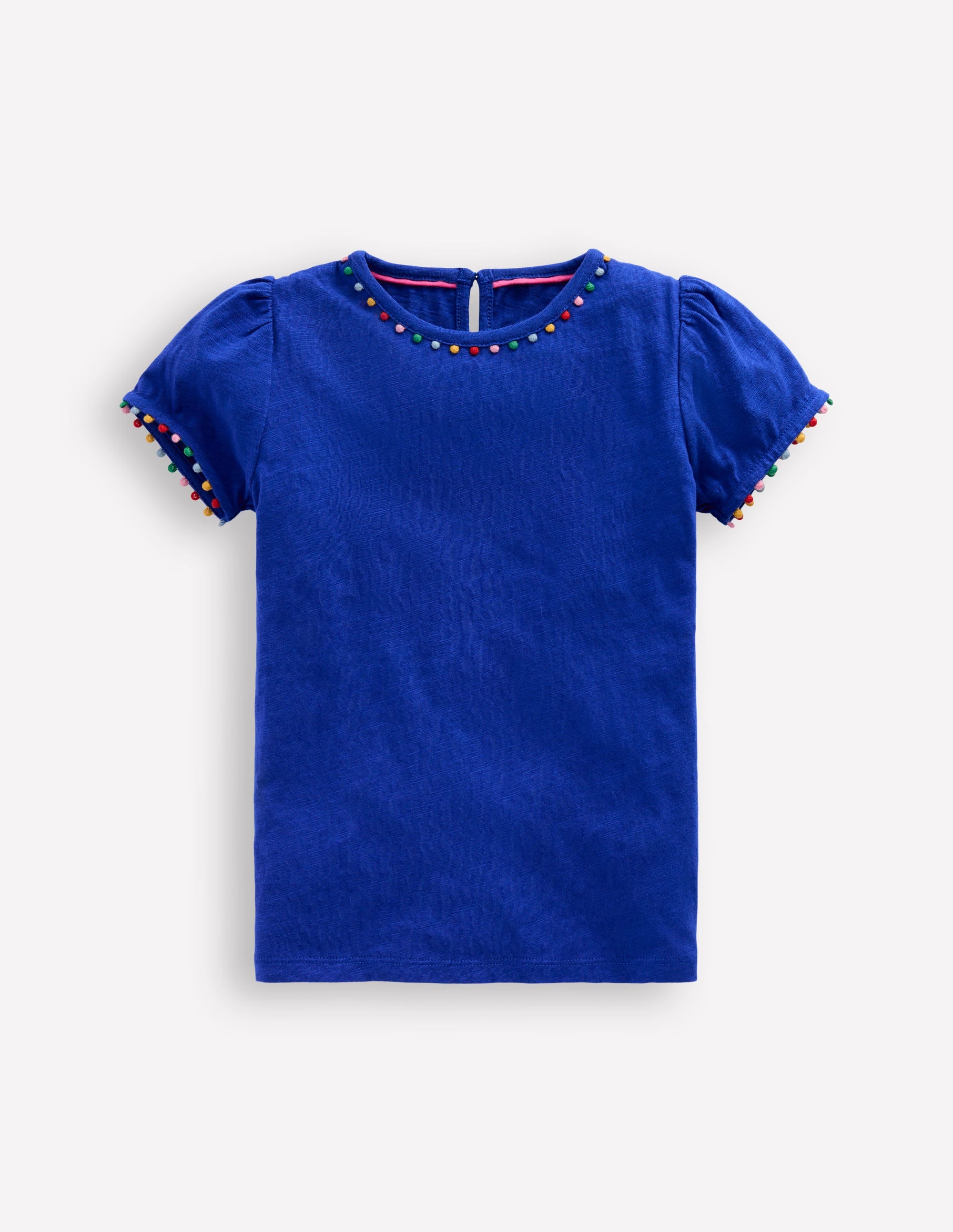 Ali Puff Sleeve Pom T-shirt-Bright Blue - Image 1