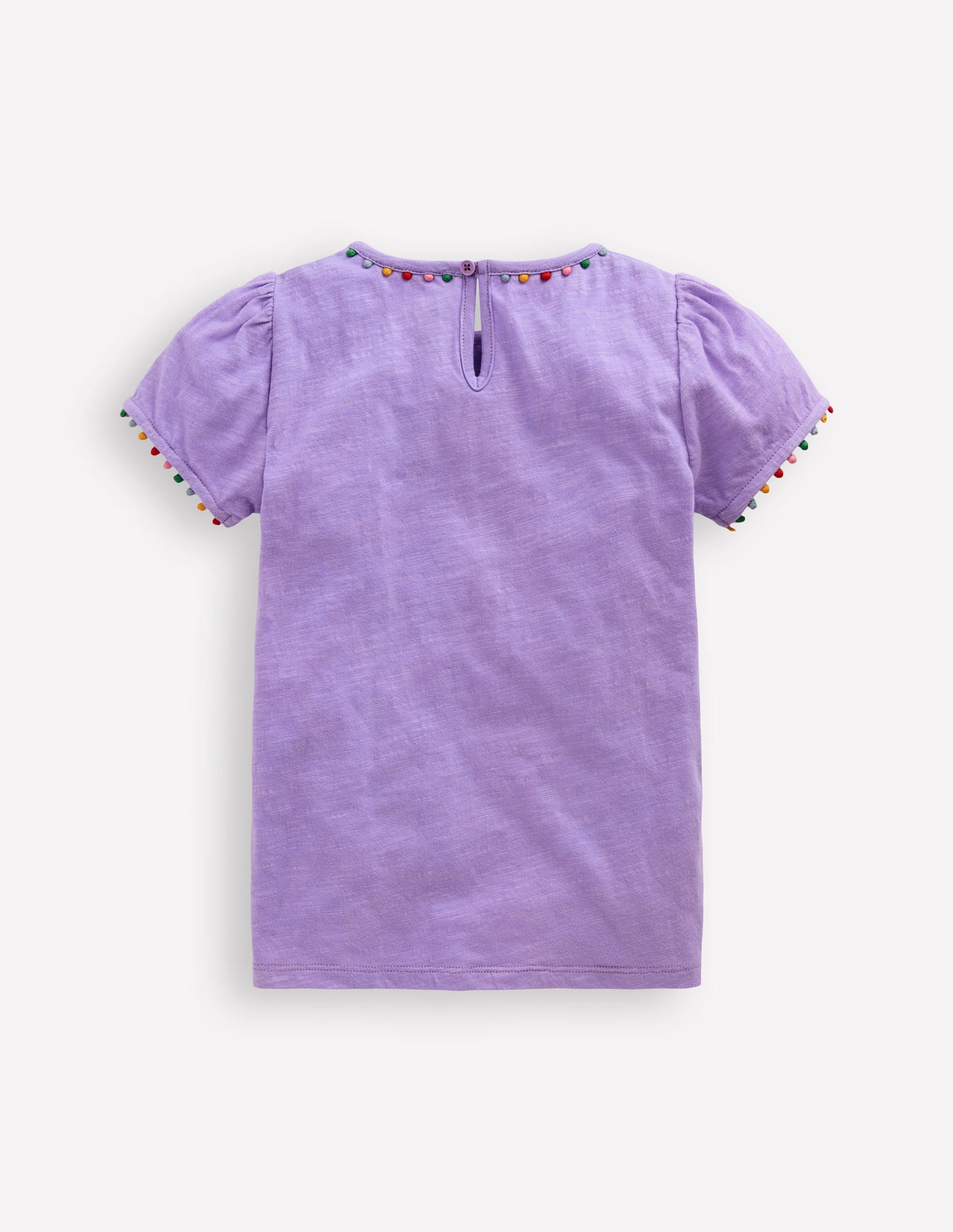 Ali Puff Sleeve Pom T-shirt-Lavender Purple