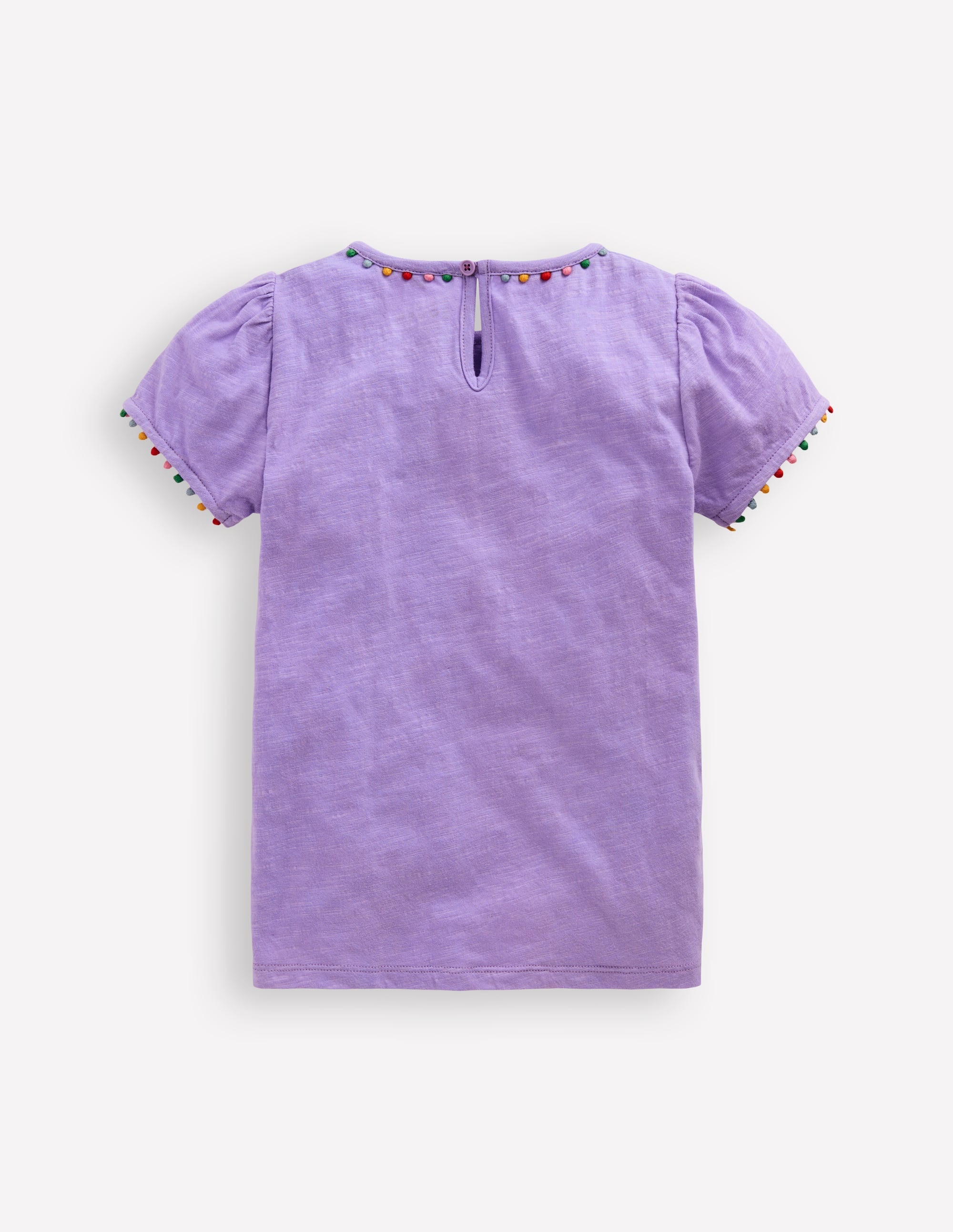 Ali Puff Sleeve Pom T-shirt-Lavender Purple - Image 2