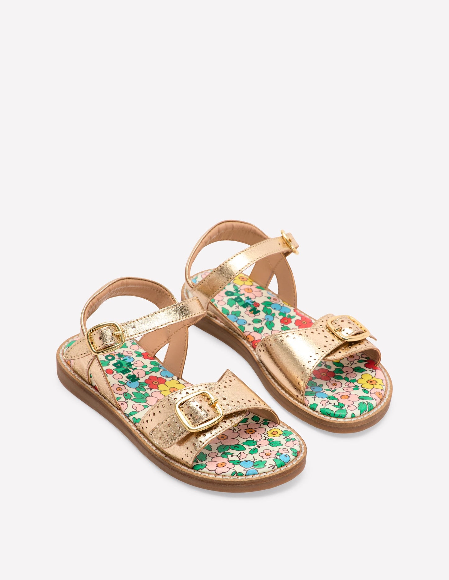 Leather Buckle Sandals-Gold