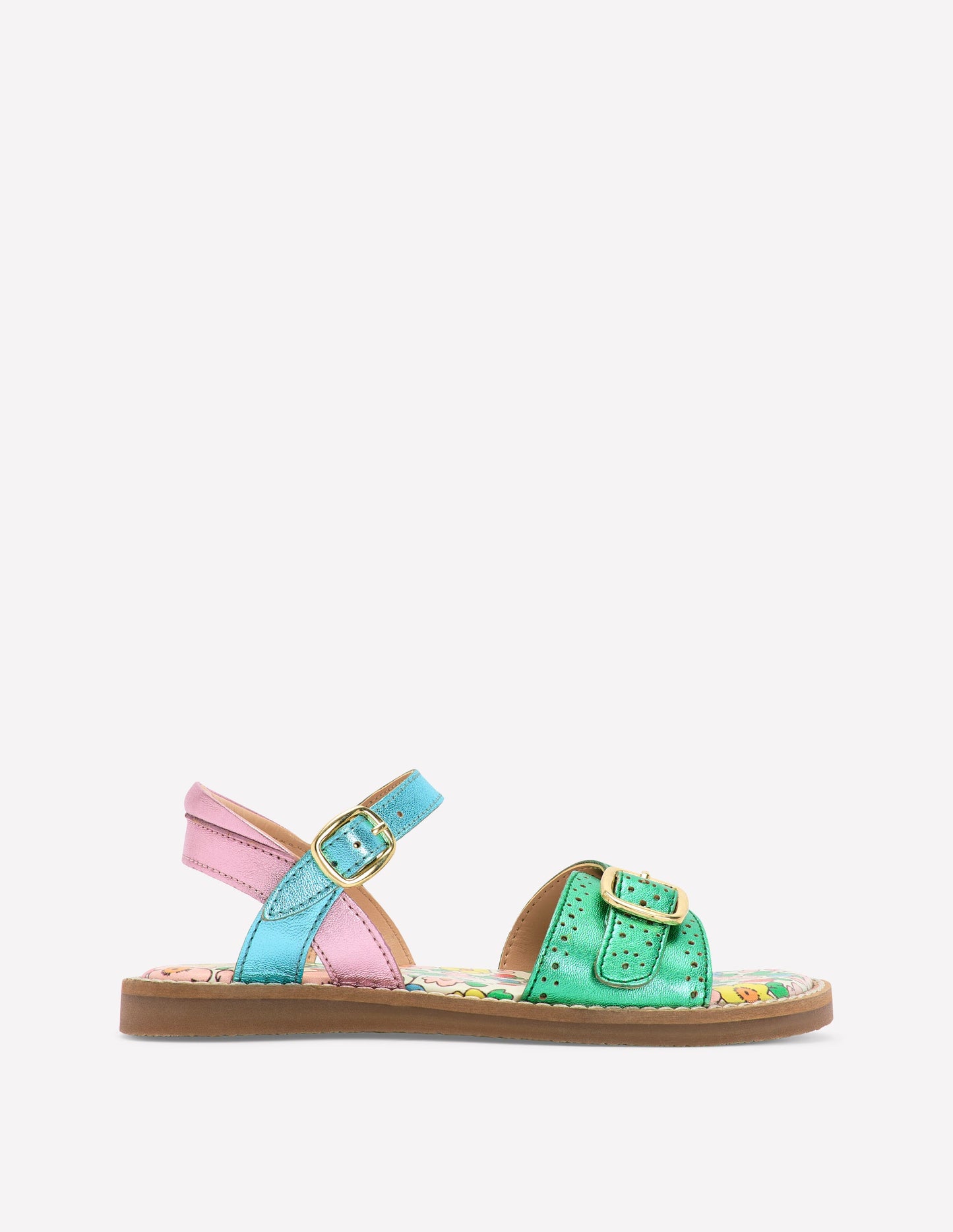 Leather Buckle Sandals-Multi