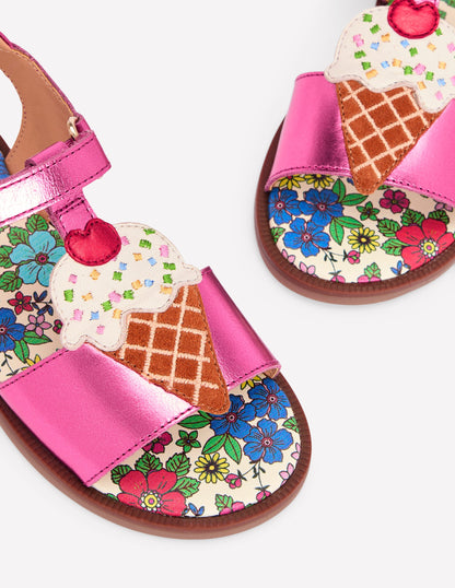 Fun Leather Sandals-Ice Cream