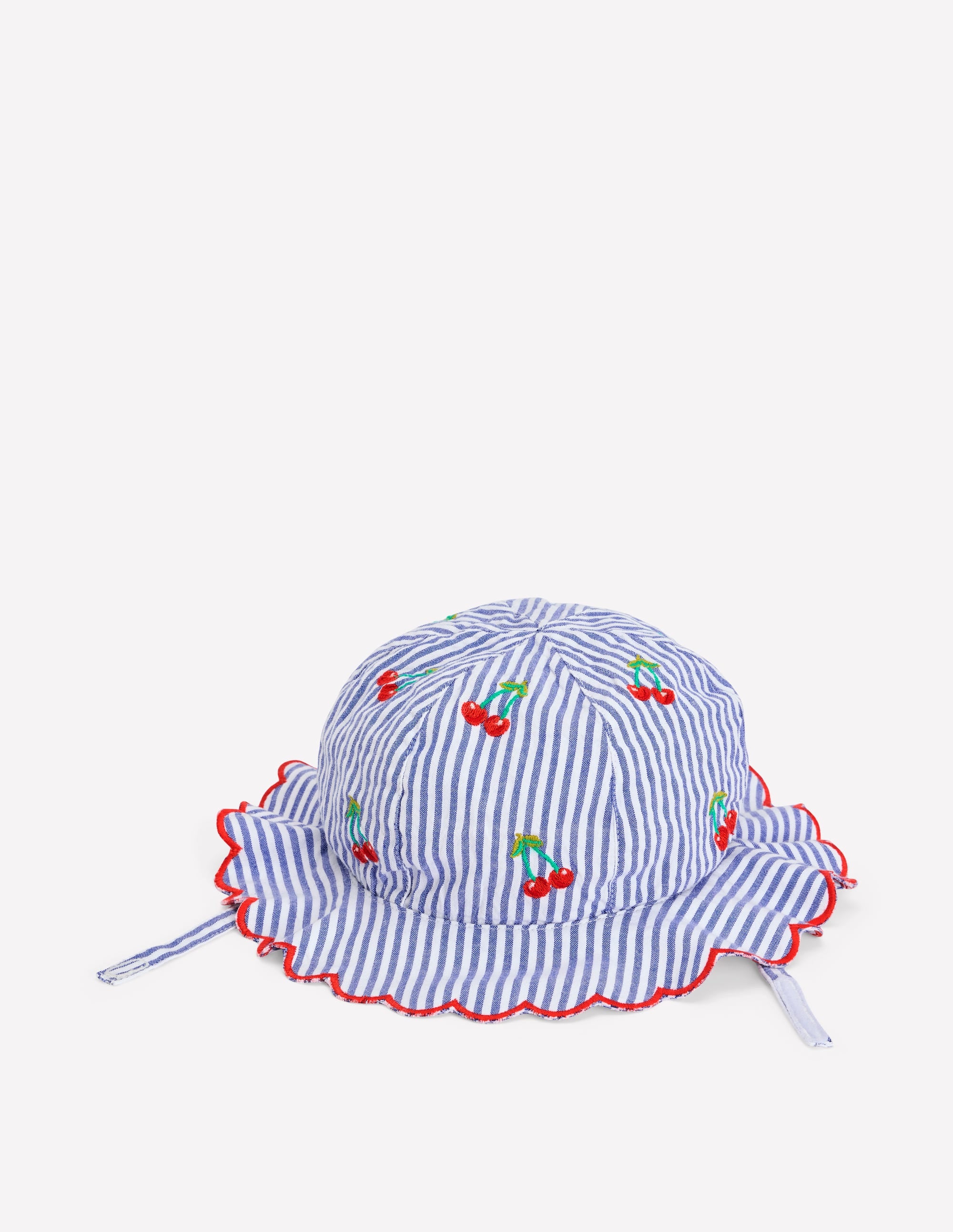 Baby Sun Hat-Blue Ticking Cherries - Image 1