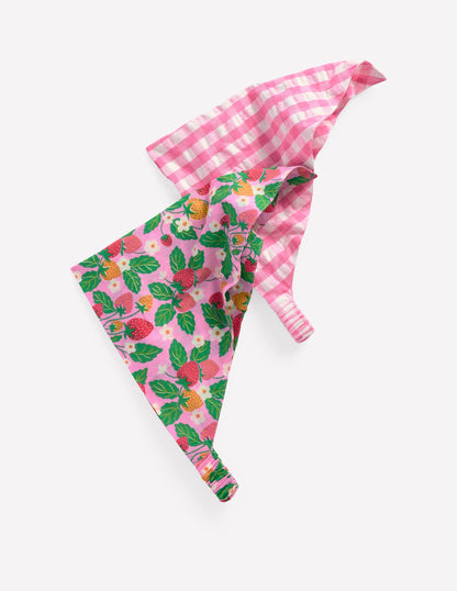 2 Pack Headscarves-Strawberry/Gingham