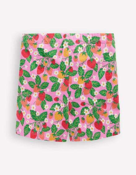 Cartwheel Shorts-Cosmos Pink Strawberry Patch