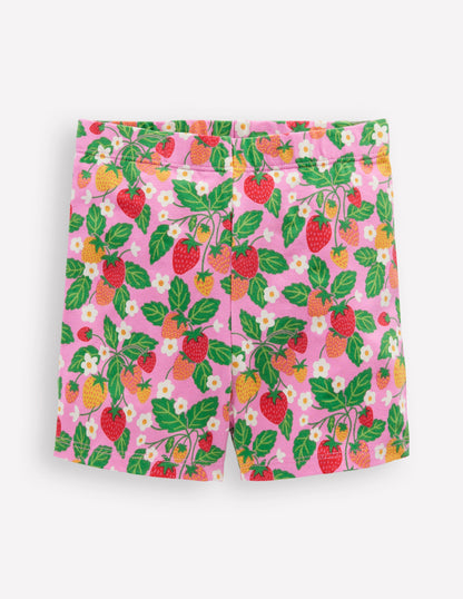 Cartwheel Shorts-Cosmos Pink Strawberry Patch