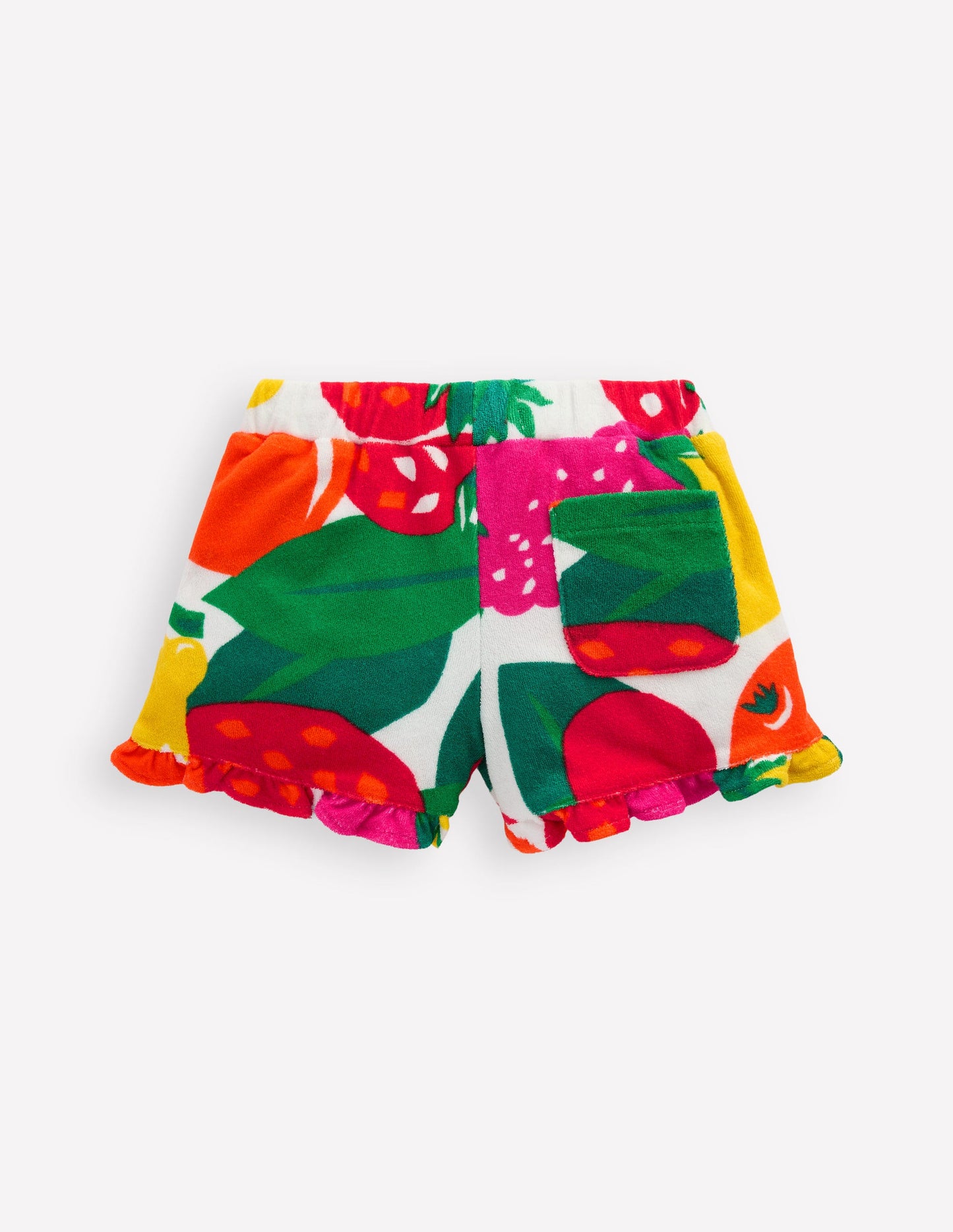 Frill Hem Towelling Shorts-Multi Giant Fruit