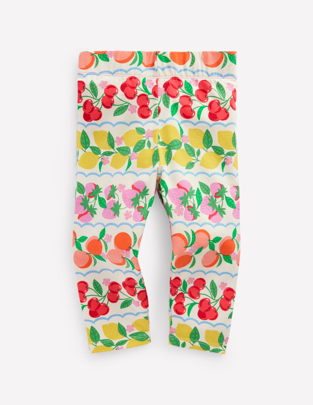 Fun Cropped Leggings-Rainbow Fruit Stripe - Image 1