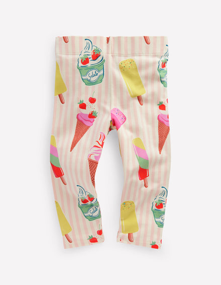 Fun Cropped Leggings-Pink Ice Cream Stripe