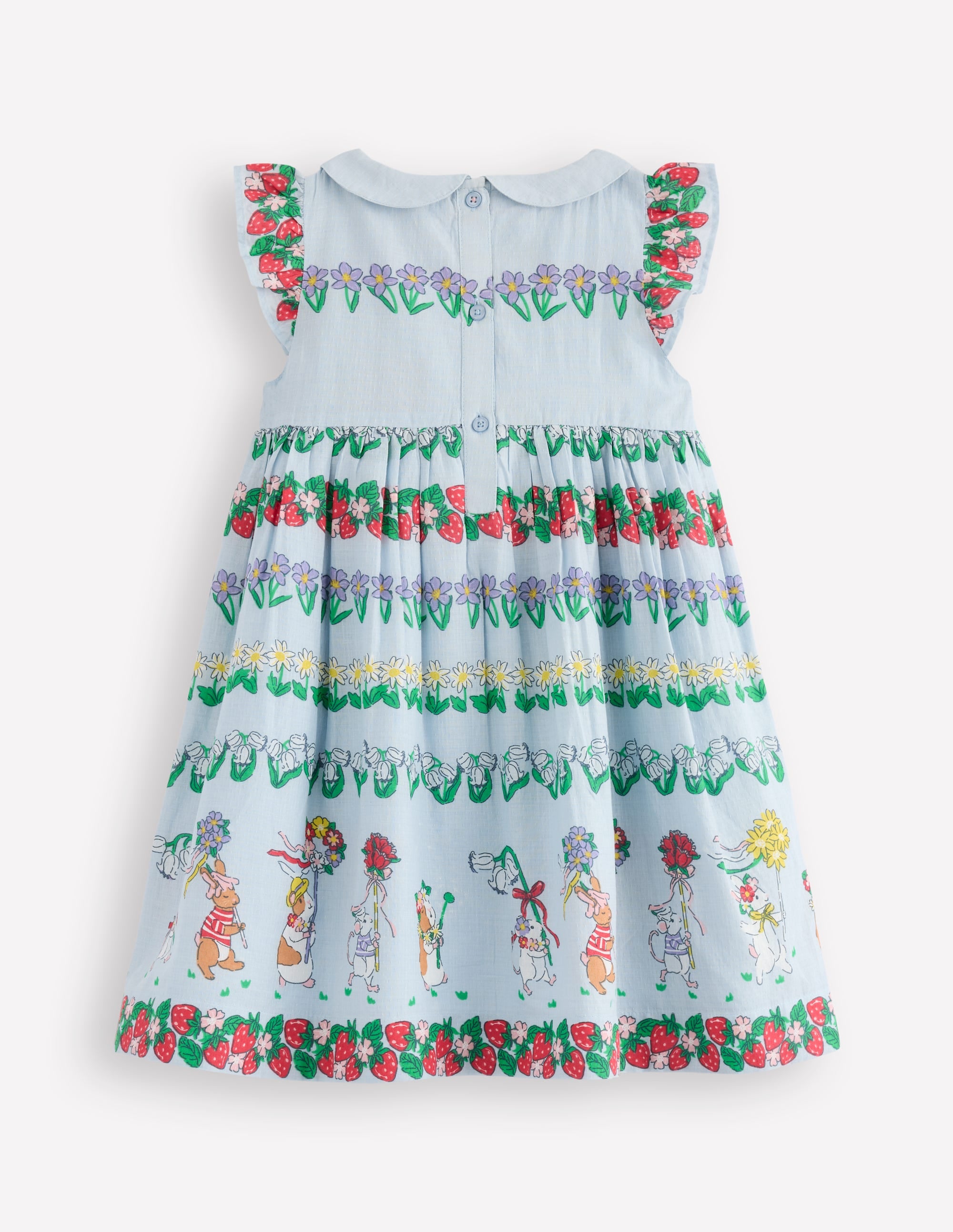Adeline Smocked Dress-Glacier Blue Spaced Tiny Bows - Image 2