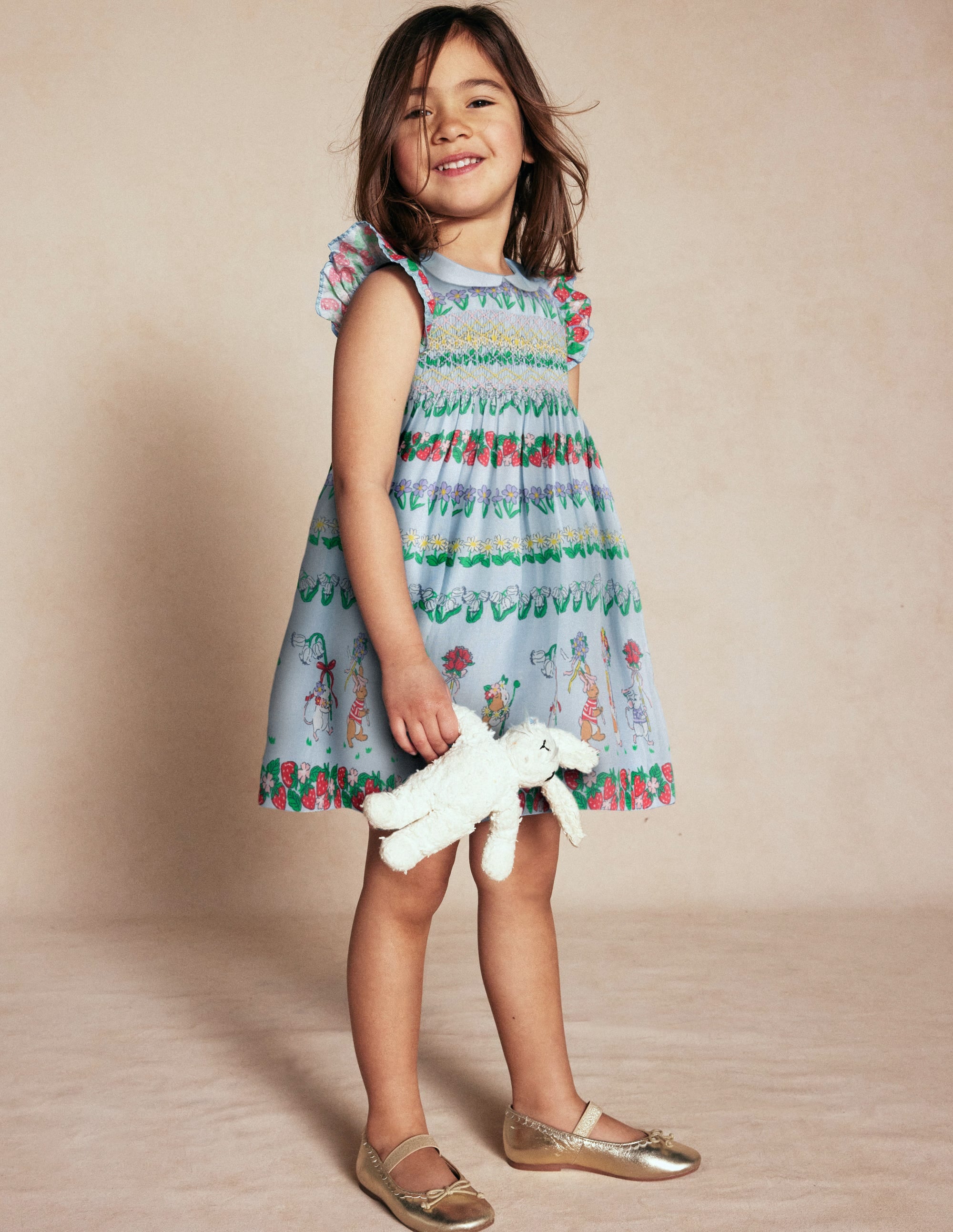 Adeline Smocked Dress-Glacier Blue Spaced Tiny Bows - Image 4