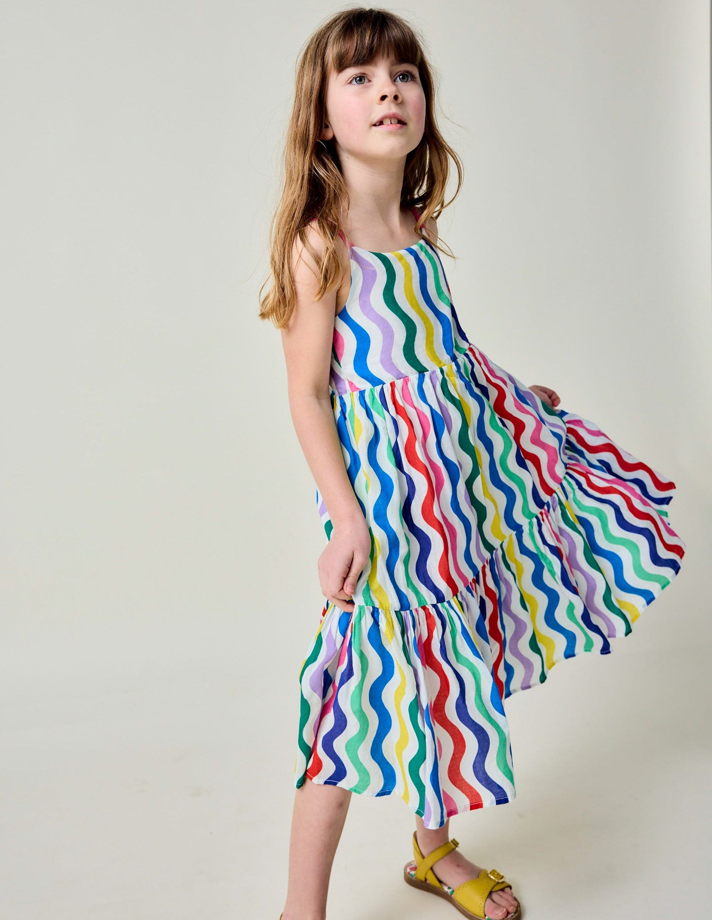 Aurelia Tiered Twirly Dress-Multi Wave