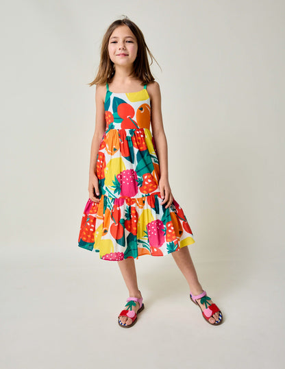 Aurelia Tiered Twirly Dress-Multi Giant Fruit