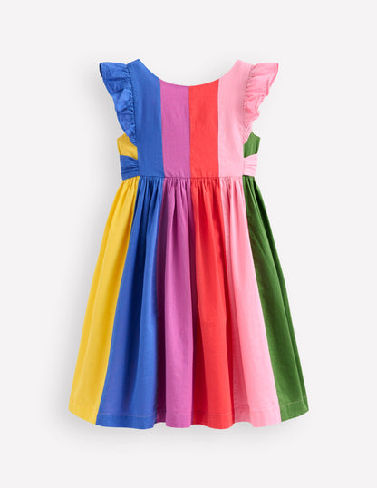 Bow Back Midi Dress-Multi Rainbow