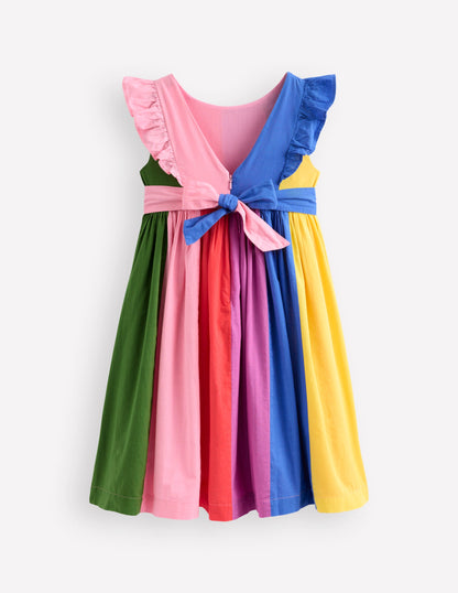 Bow Back Midi Dress-Multi Rainbow