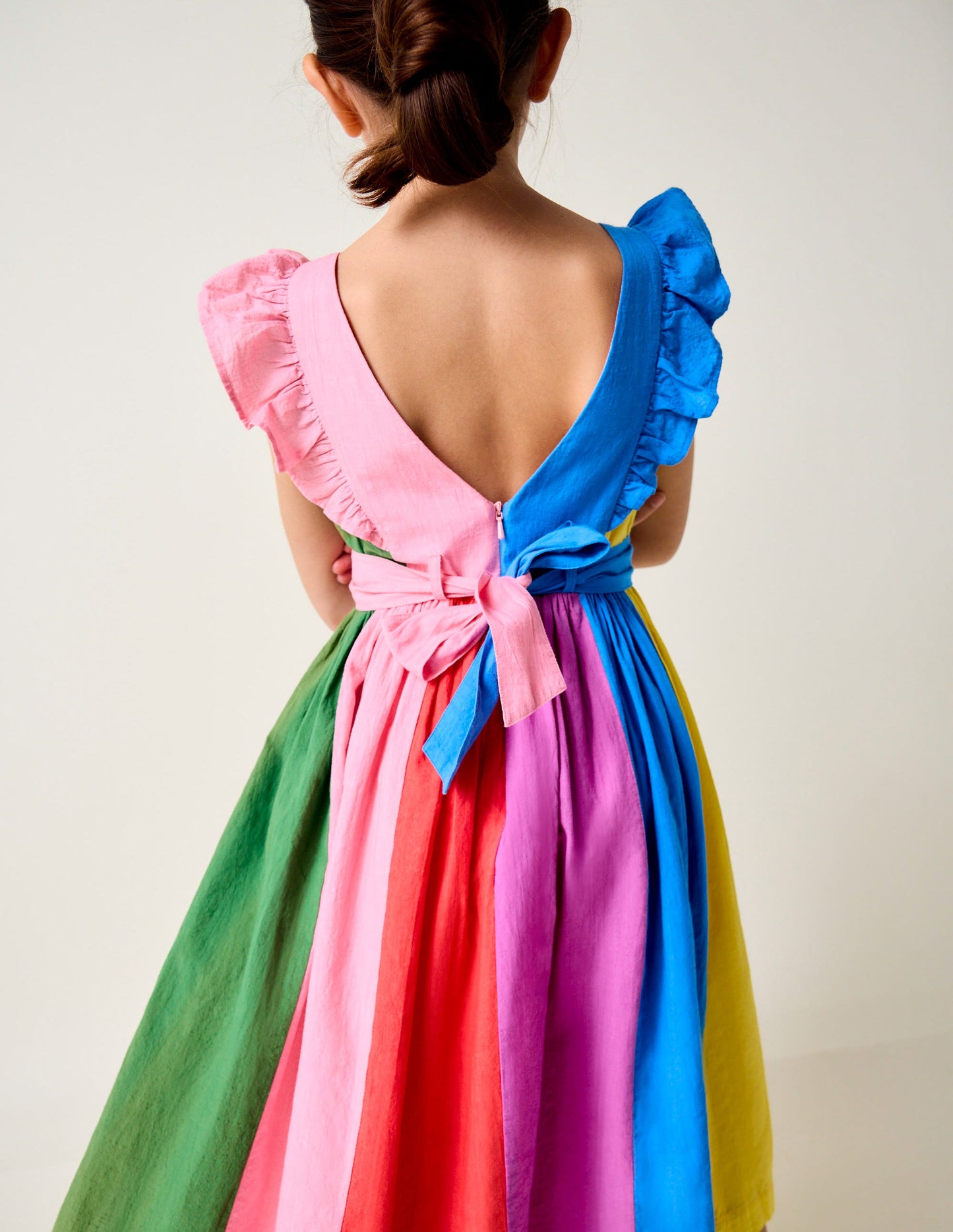 Bow Back Midi Dress-Multi Rainbow