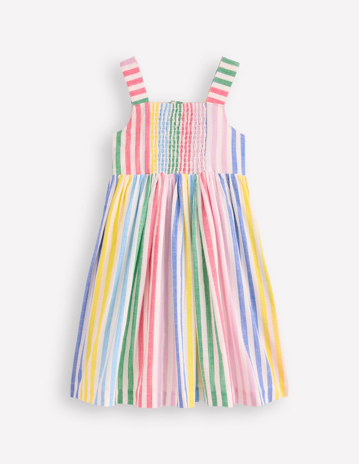 Button Through Woven Dress-Multi Stripe